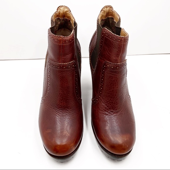 {SPERRY TOP-SIDER} Claremont Chelsea Maroon Leather Pebbled Lug Booties - Picture 9 of 16